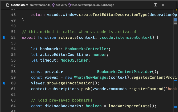 Bookmarks extension in Visual Studio Code