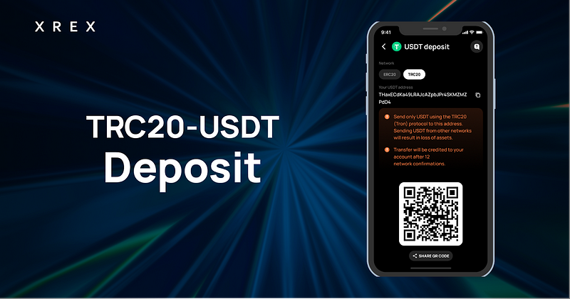 With TRC20-USDT, you can enjoy free deposit with faster speed!