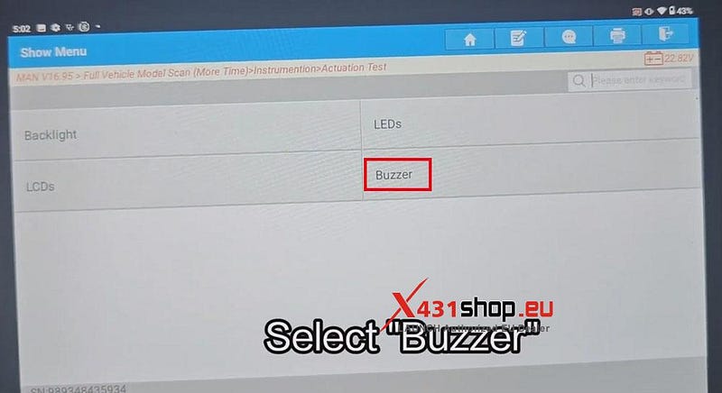 LAUNCH X431 V+ HD_Test MAN TGM 調光器とブザー