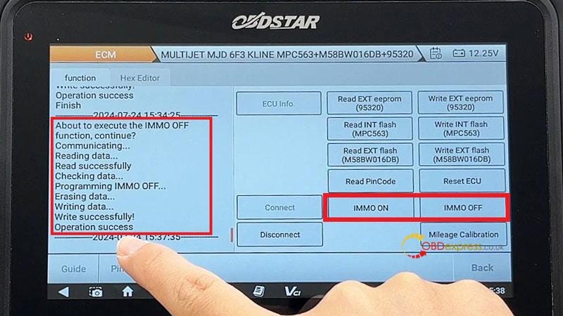 OBDSTAR DC706 Fiat MJD 6F3 IMMO On_Off, Read PIN, Reset Mileage