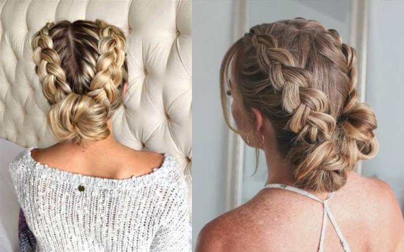 French Braid Bun Updo