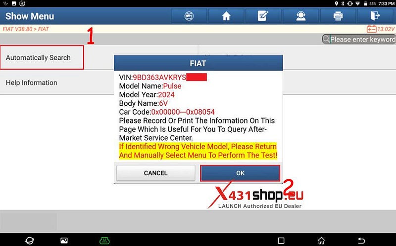 LAUNCH X431 PAD V ELITE_Injector Adaptation on FIAT Pulse