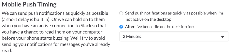 mobile push settings