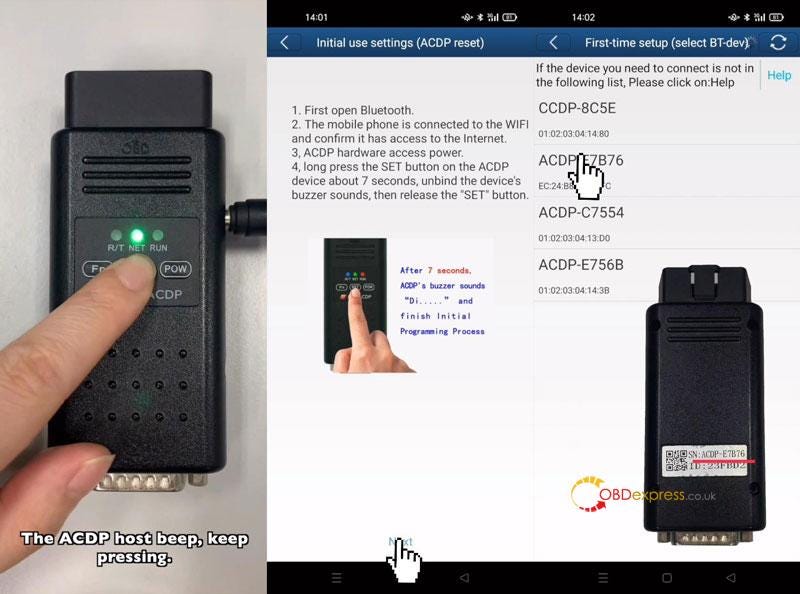 Yanhua Mini ACDP connected to the mobile APP(Android phones)