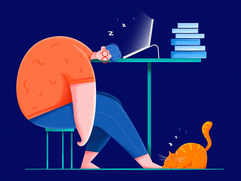 Work overtime animation by Uran for Fireart Studio in Illustration