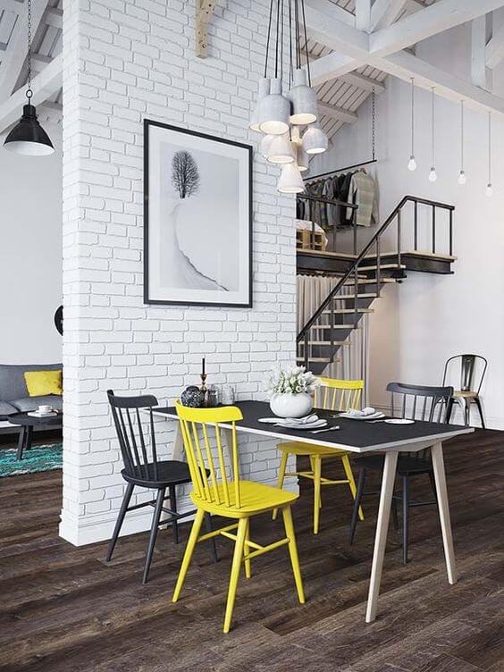 Scandinavian interior with pop of colour