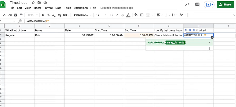 Google Sheets dashboard - Google sheets time tracker