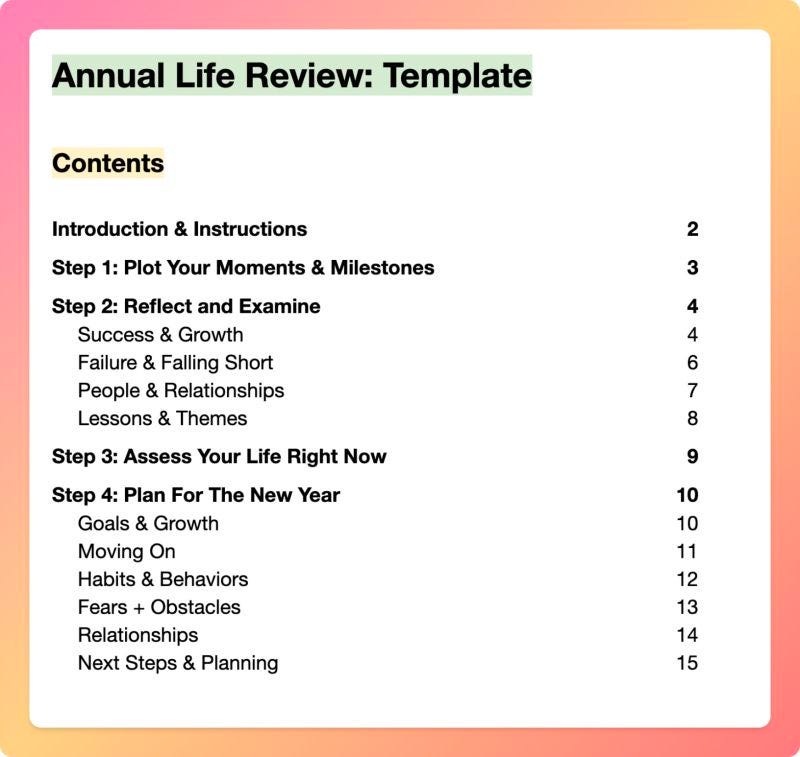Annual Life Review template