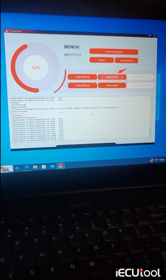 FormulaFlash Read and Write VW MED17.5.2 ECU on Bench