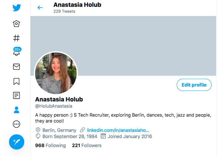 Anastasia's twitter