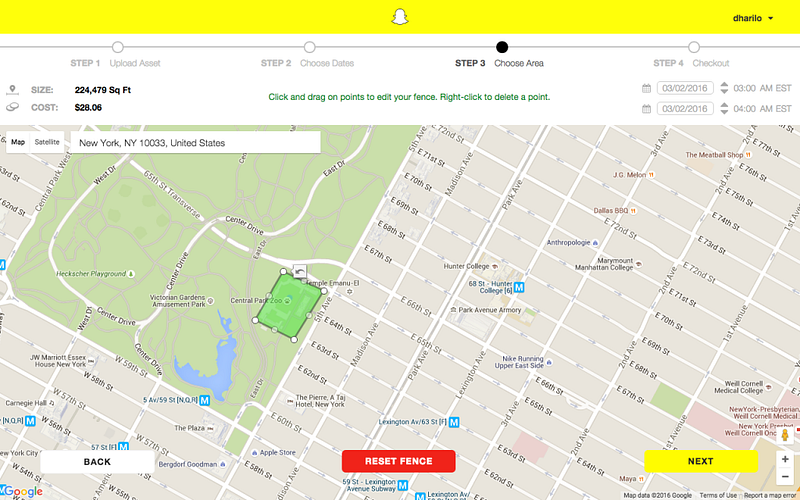 DhariLo Snapchat on Demand Geofilter How to - Step 4 Set Your Location