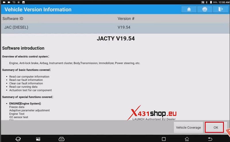 LAUNCH X431 PAD V ELITE    JAC M4
