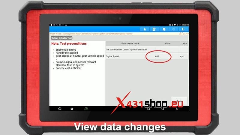 Test Cutout Cylinder on Higer with Launch X431 PAD 5 HD3