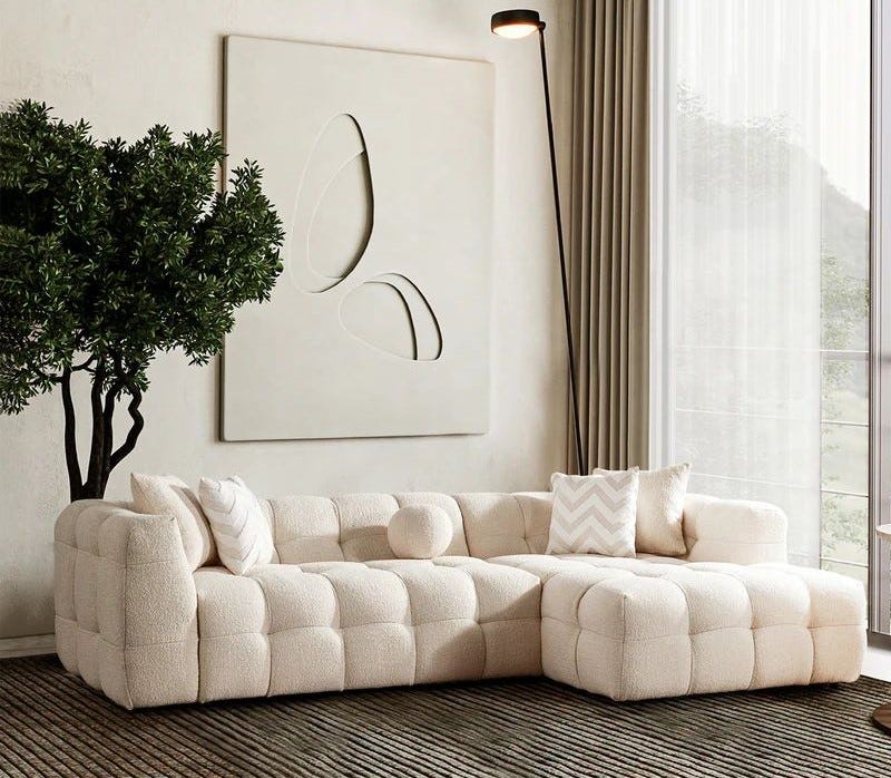 Aris Ivory Boucle Sectional Sofa from Mid in Mod