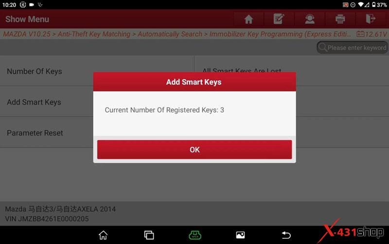Launch X431 IMMO Plus Elite Program Mazda All Keys Lost