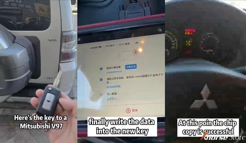 Xhorse VVDI Pad program Mitsubishi key via OBD