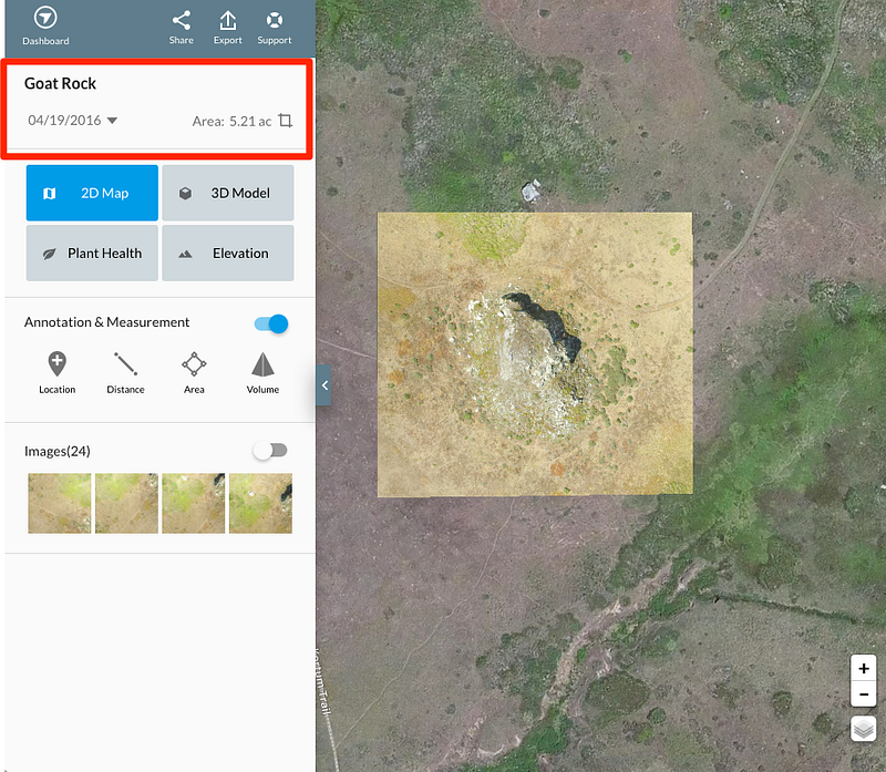 Accuracy In Drone Mapping What You Need To Know Dronelife - choose a map from your dashboard then click the portion highlighted in red below to expand map info