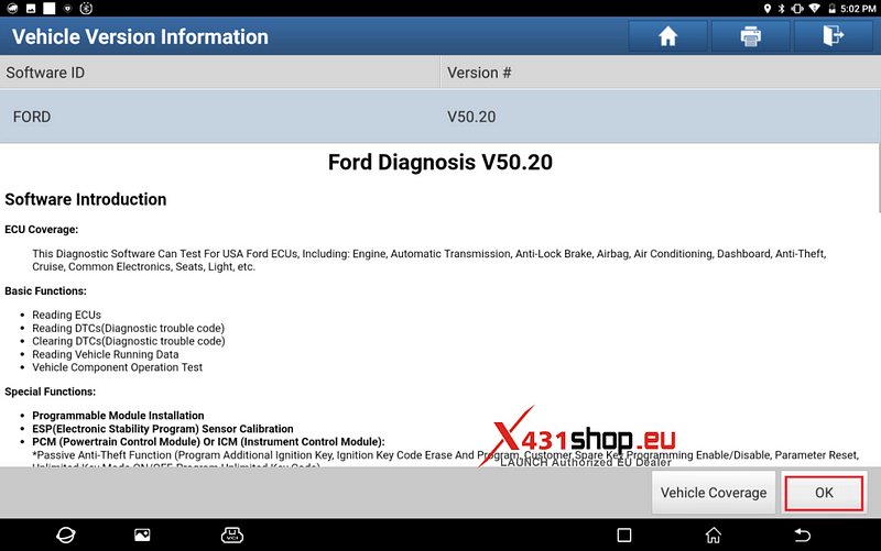 LAUNCH X431_Ford Navigator Vehicle Dynamic Suspension Temperature Calibration