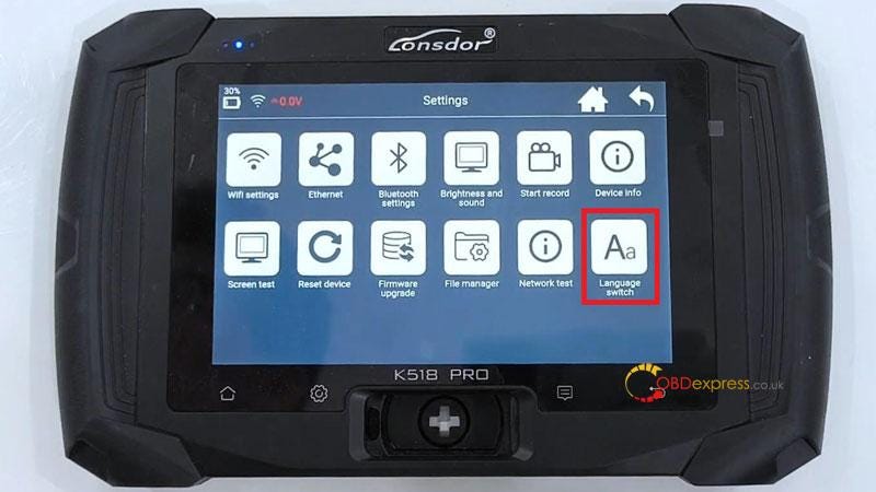 Lonsdor K518 Pro Appearance, Highlights, Language Switch Instruction