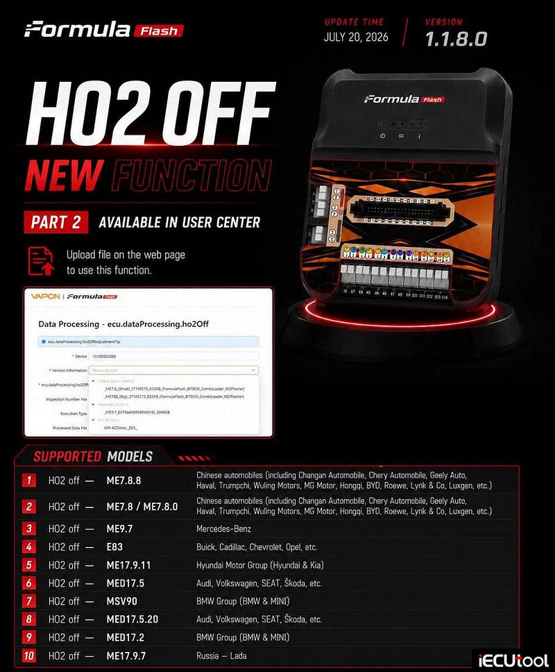 FormulaFlash V1.1.8.0 Update SID310 EMS210x and HO2 OFF