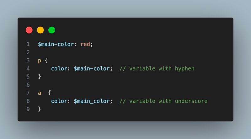 Piece of code which represents both the hypen and underscore results into same color for an element in sass.