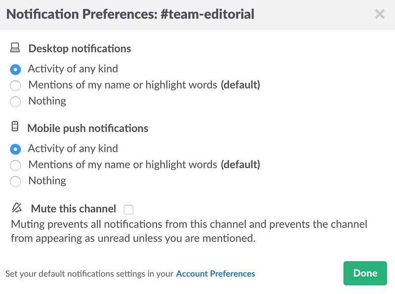 notification preferences