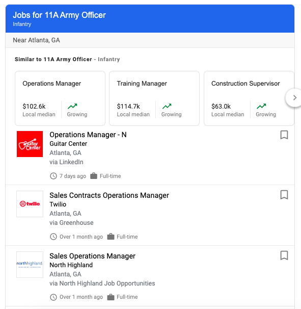 11a job search results