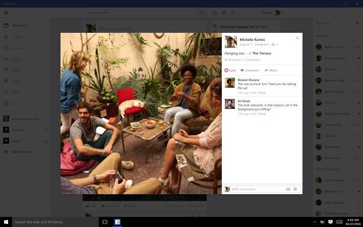 Facebook Windows 10