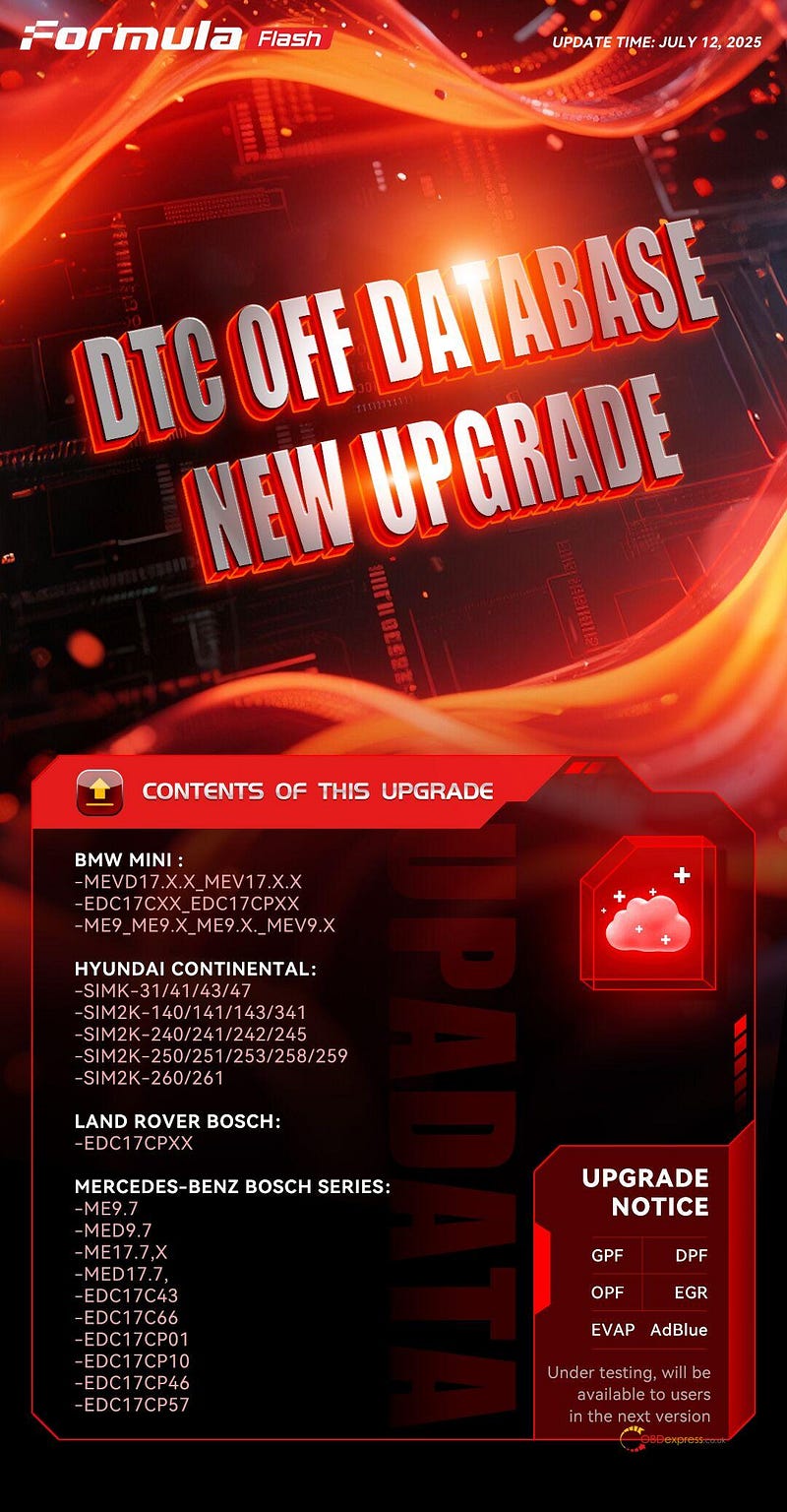 FormulaFlash Update for Benz ME9.7 ME17.7.X EDC17CXX