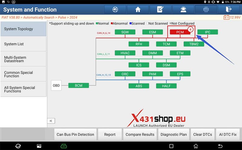 LAUNCH X431 PAD V ELITE_Injector Adaptation on FIAT Pulse