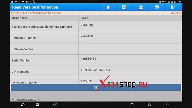 LAUNCH-X431 PAD V on Scania for Cylinder Deactivation Test