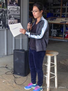 Karen Wu reading her story