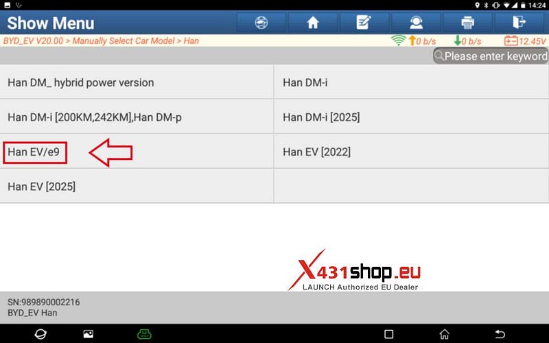 Диагностика LAUNCH X431 EV_Сброс индикатора технического обслуживания BYD Han