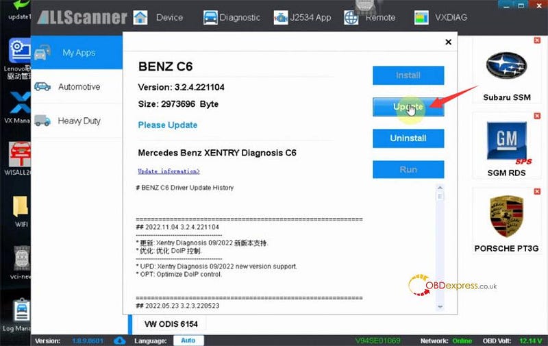 VXDIAG VCX SE with Xentry 09.2022 to diagnose Benz W204