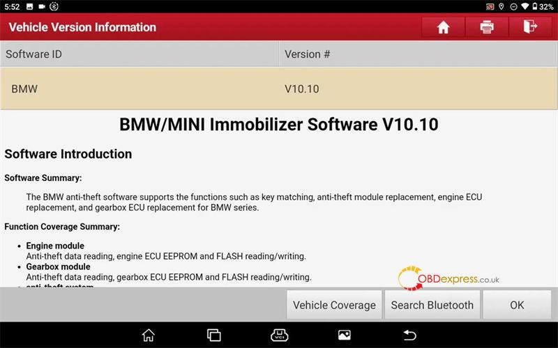 X431 IMMO エリート プログラムを開始 BMW MEVD17.2.4 ECU の交換