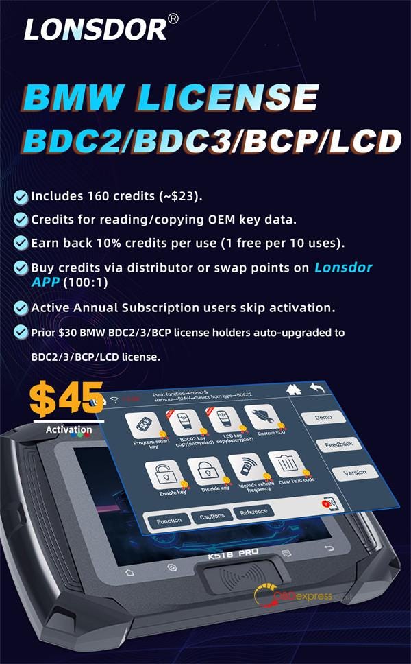 Lonsdor K518 Pro Update_Support BMW BDC3 VAG MQB49 5C 5D