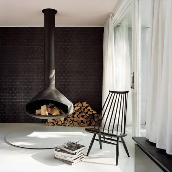 Scandinavian living room statement fire