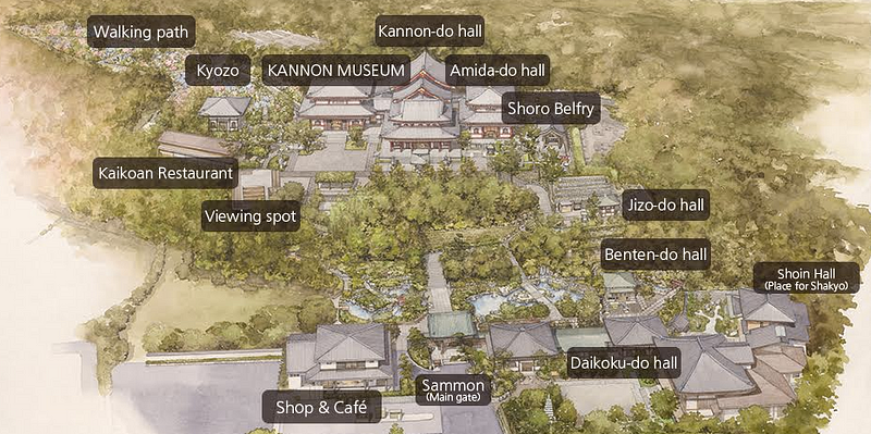 A map of Kamakura’s Hase-dera temple complex