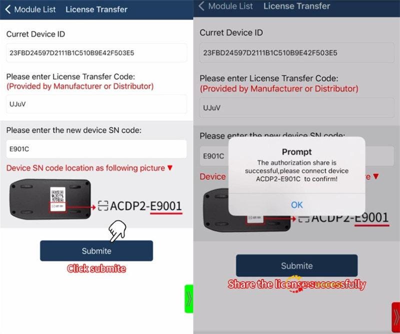 Transfer Yanhua ACDP License on ACDP Software