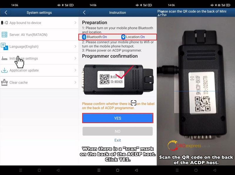 Yanhua Mini ACDP connected to the mobile APP(Android phones)