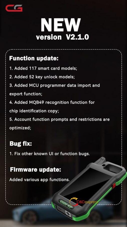 CGDI K2 V2.1.0.0 Added MQB49 Recognition Function