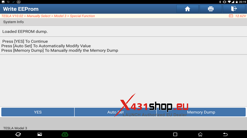 LAUNCH X431 Resets Tesla Model 3 Airbag Data