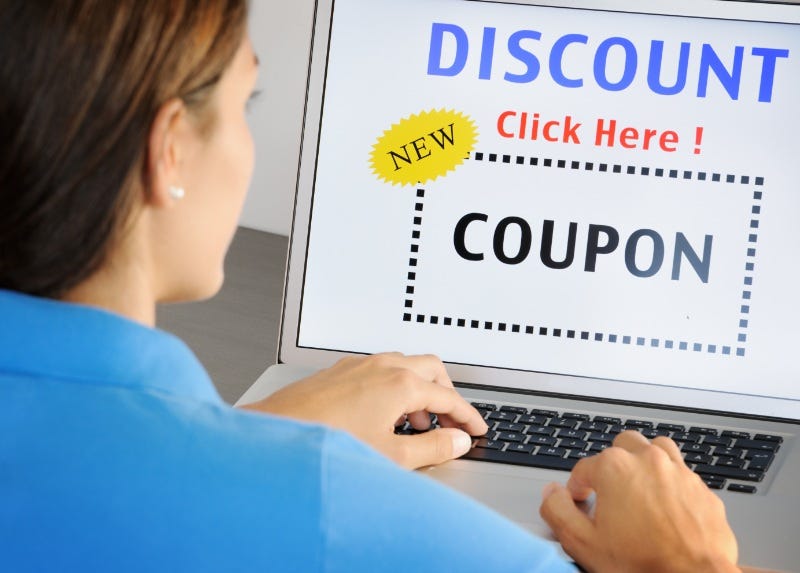 Customer views a discount coupon