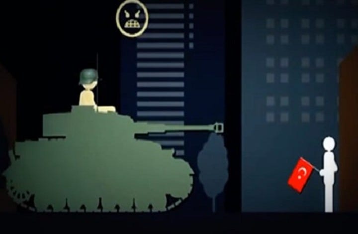 فيلم كرتوني يشرح لماذا فشل الانقلاب بتركيا (فيديو)