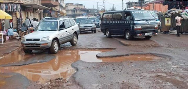 One of the worse-off roads in Kampala.