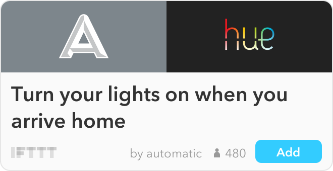 IFTTT Recipe: Turn your lights on when you arrive home connects automatic to philips-hue