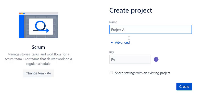filling in necessary details - How to create a project in Jira