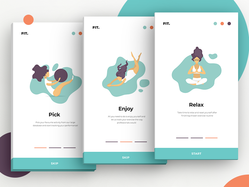 health & fitness onboarding screen examples