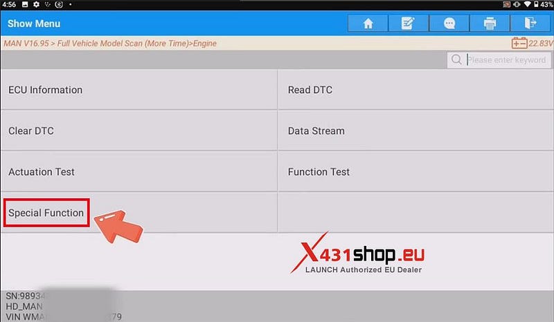 LAUNCH X431 PAD V ELITE_MAN TGMトラック PDF 値のリセット