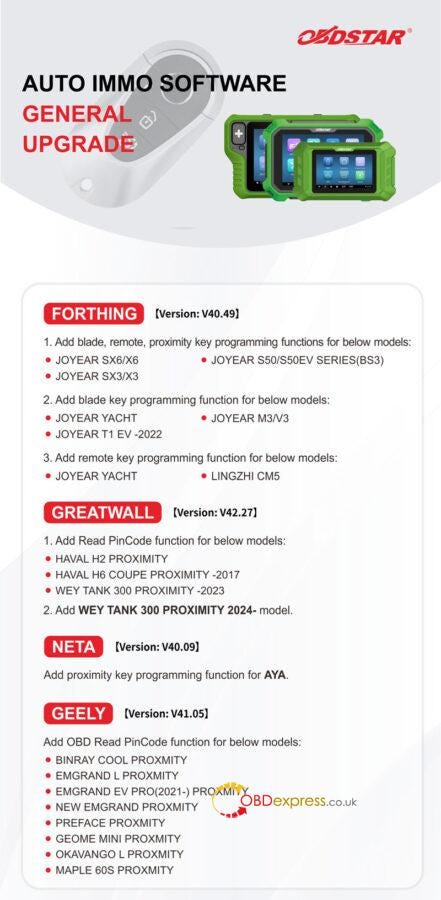 OBDSTAR X300 IMMO Software Upgrade